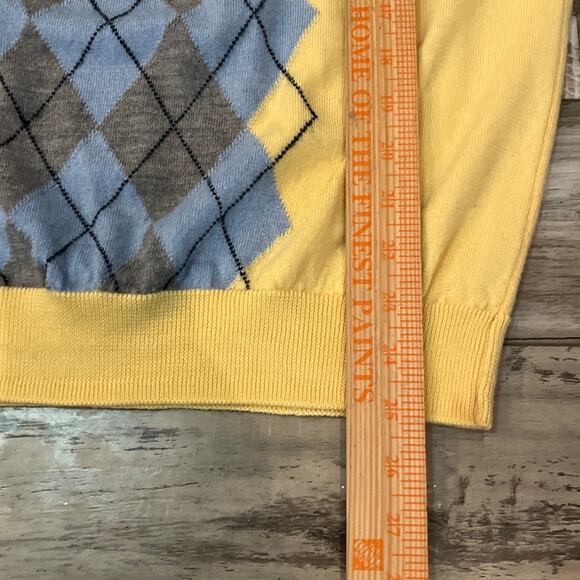John Ashford 100% Merino Wool Extra Fine Argyle Sweater Academia Italy Medium - Picture 5 of 6
